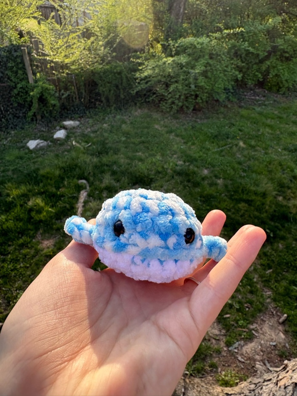 Blue Raspberry Whale Plush Handmade Crochet - Mini Whale Gift Crochet Animal - Picture 3 of 7